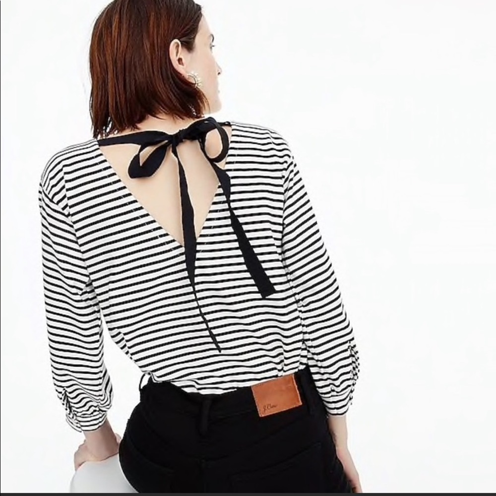 JCrew Striped Tie Back Top